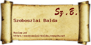 Szoboszlai Balda névjegykártya